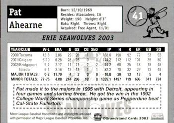 2003 Grandstand Erie SeaWolves #NNO Pat Ahearne Back