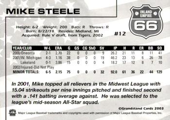 2003 Grandstand Inland Empire 66ers #NNO Mike Steele Back