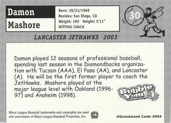 2003 Grandstand Lancaster JetHawks #30 Damon Mashore Back