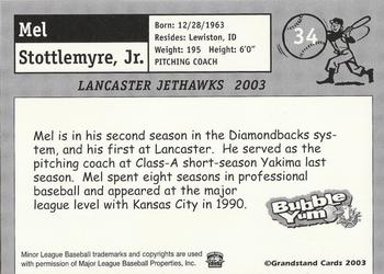 2003 Grandstand Lancaster JetHawks #34 Mel Stottlemyre, Jr. Back