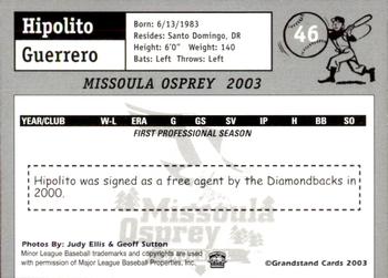 2003 Grandstand Missoula Osprey #46 Hipolito Guerrero Back