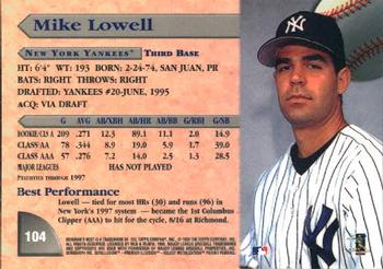 1998 Bowman's Best #104 Mike Lowell Back