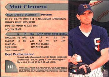 1998 Bowman's Best #113 Matt Clement Back