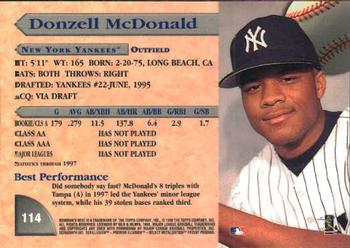 1998 Bowman's Best #114 Donzell McDonald Back