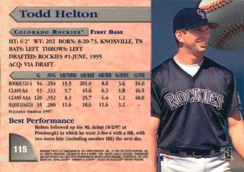 1998 Bowman's Best #115 Todd Helton Back
