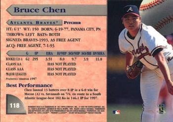 1998 Bowman's Best #118 Bruce Chen Back