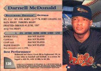1998 Bowman's Best #130 Darnell McDonald Back
