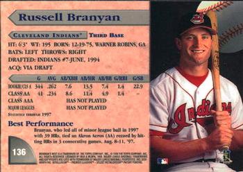 1998 Bowman's Best #136 Russell Branyan Back