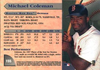 1998 Bowman's Best #155 Michael Coleman Back