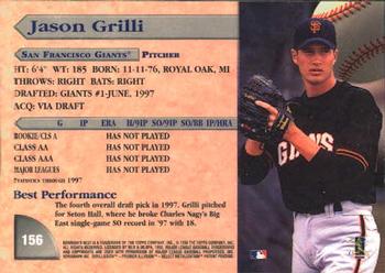 1998 Bowman's Best #156 Jason Grilli Back