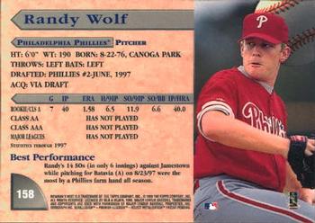 1998 Bowman's Best #158 Randy Wolf Back