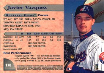 1998 Bowman's Best #170 Javier Vazquez Back