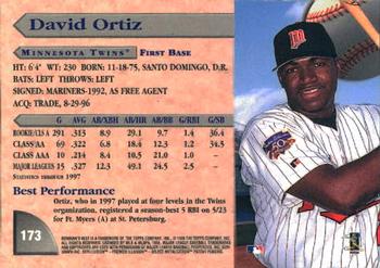 1998 Bowman's Best #173 David Ortiz Back