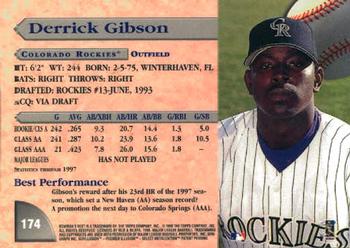 1998 Bowman's Best #174 Derrick Gibson Back