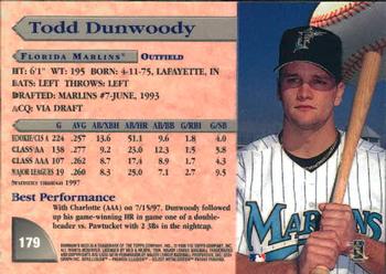 1998 Bowman's Best #179 Todd Dunwoody Back