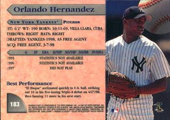 1998 Bowman's Best #183 Orlando Hernandez Back