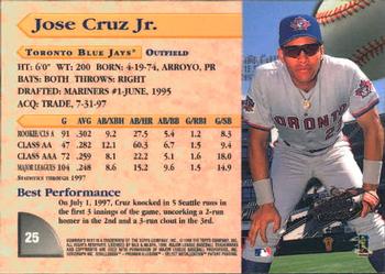 1998 Bowman's Best #25 Jose Cruz Jr. Back