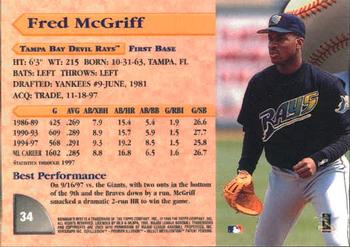 1998 Bowman's Best #34 Fred McGriff Back