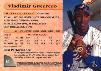 1998 Bowman's Best #80 Vladimir Guerrero Back