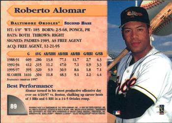 1998 Bowman's Best #89 Roberto Alomar Back