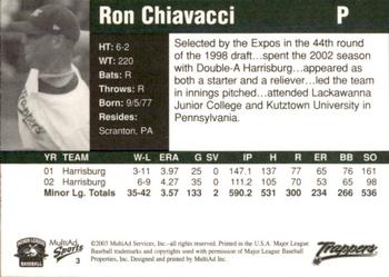 2003 MultiAd Edmonton Trappers #3 Ron Chiavacci Back