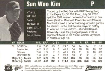 2003 MultiAd Edmonton Trappers #15 Sun Woo Kim Back