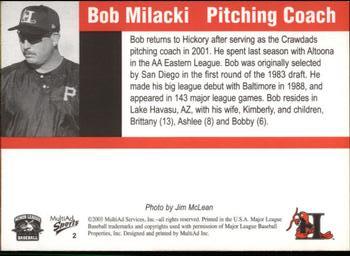 2003 MultiAd Hickory Crawdads Update #2 Bob Milacki Back