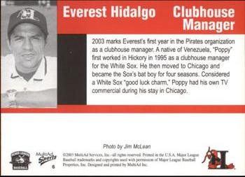 2003 MultiAd Hickory Crawdads Update #6 Everest Hidalgo Back