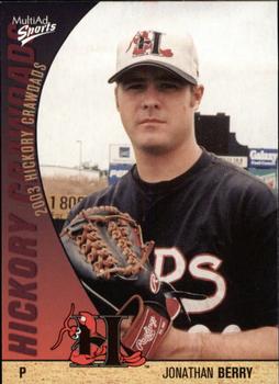 2003 MultiAd Hickory Crawdads Update #9 Jonathan Berry Front