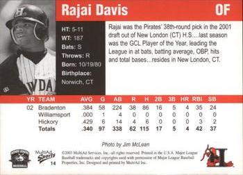 2003 MultiAd Hickory Crawdads Update #14 Rajai Davis Back