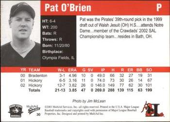 2003 MultiAd Hickory Crawdads Update #30 Pat O'Brien Back