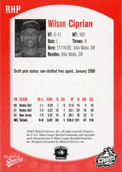 2003 MultiAd Peoria Chiefs #5 Wilson Ciprian Back