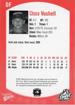 2003 MultiAd Peoria Chiefs #24 Chase Voshell Back