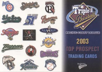 2003 MultiAd Pacific Coast League Top Prospects #1 Checklist Front
