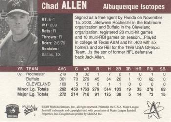 2003 MultiAd Pacific Coast League Top Prospects #2 Chad Allen Back