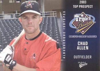 2003 MultiAd Pacific Coast League Top Prospects #2 Chad Allen Front