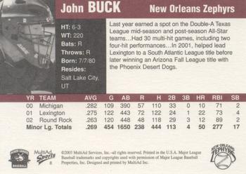 2003 MultiAd Pacific Coast League Top Prospects #8 John Buck Back