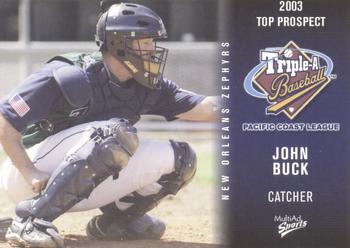 2003 MultiAd Pacific Coast League Top Prospects #8 John Buck Front