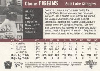 2003 MultiAd Pacific Coast League Top Prospects #12 Chone Figgins Back