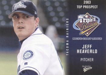 2003 MultiAd Pacific Coast League Top Prospects #18 Jeff Heaverlo Front