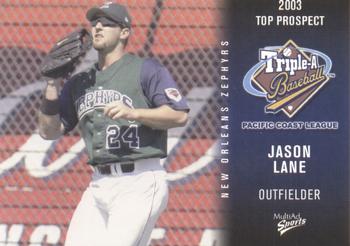 2003 MultiAd Pacific Coast League Top Prospects #25 Jason Lane Front