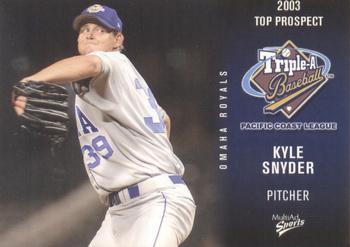 2003 MultiAd Pacific Coast League Top Prospects #29 Kyle Snyder Front
