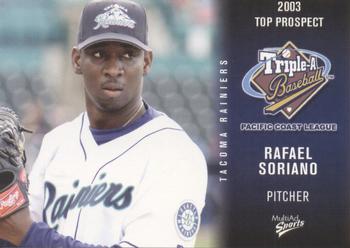 2003 MultiAd Pacific Coast League Top Prospects #30 Rafael Soriano Front