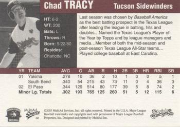 2003 MultiAd Pacific Coast League Top Prospects #32 Chad Tracy Back
