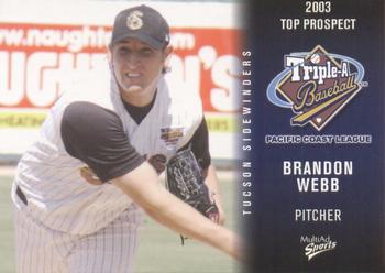2003 MultiAd Pacific Coast League Top Prospects #34 Brandon Webb Front