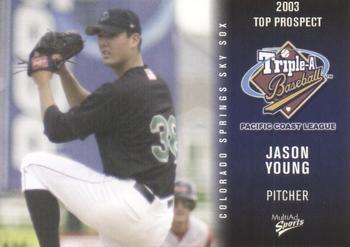 2003 MultiAd Pacific Coast League Top Prospects #36 Jason Young Front