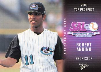 2003 MultiAd South Atlantic League Top Prospects #2 Robert Andino Front