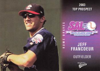 2003 MultiAd South Atlantic League Top Prospects #10 Jeff Francoeur Front