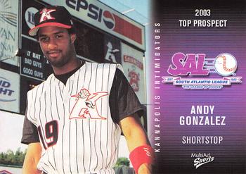 2003 MultiAd South Atlantic League Top Prospects #11 Andy Gonzalez Front
