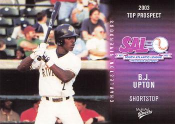 2003 MultiAd South Atlantic League Top Prospects #27 B.J. Upton Front